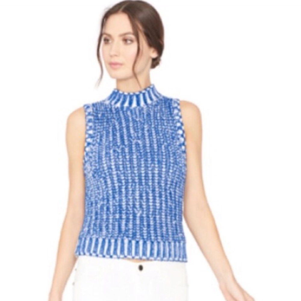 Alice + Olivia Cobalt/White Knit Top